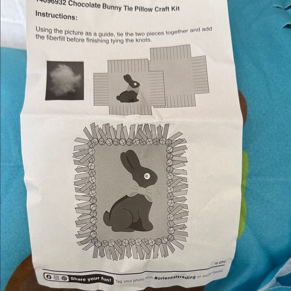 Chocolate Bunny Tie Pillow Craft Kit